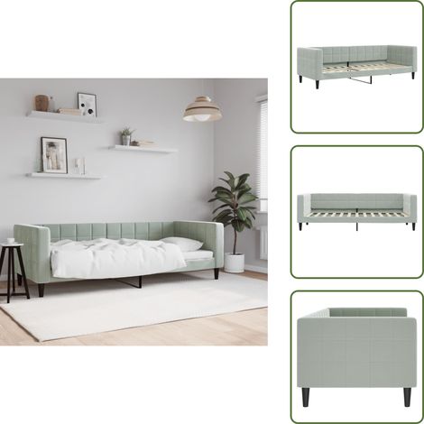 vidaXL Lit de repos sans matelas gris clair 80x200 cm velours (1/5)