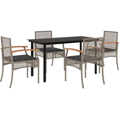 Maison Exclusive - Set comedor de jardín 5 piezas con cojines rat (1/5)