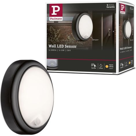 Applique murale extérieur incl. détecteur de mouvement, IP44, 15W, 3000K, Plastique, Gris (1/5)