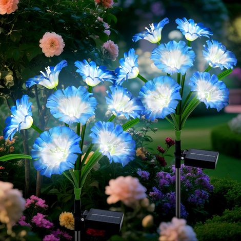 Lampe Solaire Fleurs Exterieure Jardin, 2 Pièces Lumière Solaire Fleur Extérieure, LED Lumiere Solaire Étanche IP65, Décoration pour Cour Chemins Pelouse Terrasse Clôture Fête Mariage Noël (1/5)