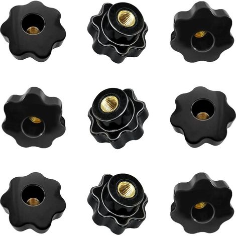 Bouton de serrage femelle en forme d'étoile, bouton de serrage femelle moleté en forme d'étoile pour filetage, pour machine-outil, bouton de serrage en plastique en forme d'étoile (9 pièces) (1/5)