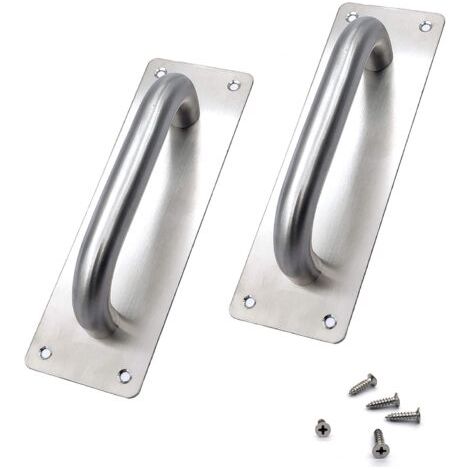 (200 x 65 mm) Schiebetürgriffe, Türgriffe aus Edelstahl, Schiebetüren, Schrank, Toilette, Garage, Gartenhaus, Türgriffe mit Metallplatte