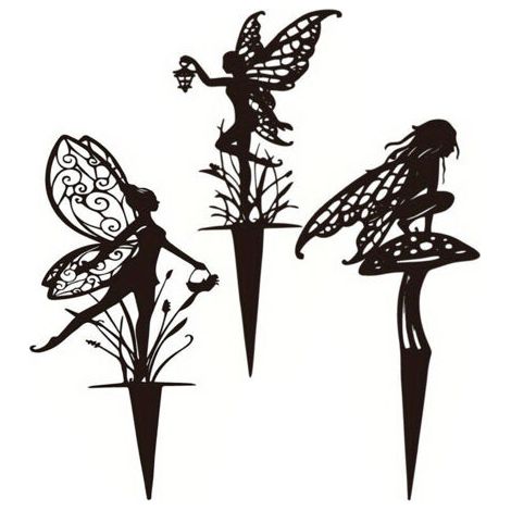 3 piquets fée fer forgé A/B/C jardin pelouse décoration (1/5)