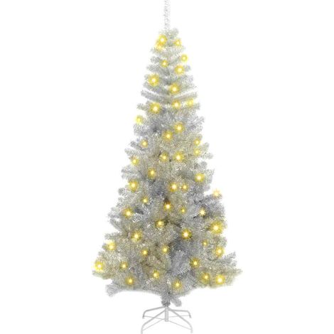 Árbol de Navidad con 300 LED con soporte Plateado 180 cm PET vidaXL (1/5)