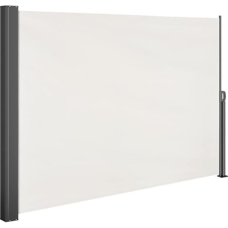 Paravent rétractable 160 x 300 cm, brise-vue opaque crème, toile hydrofuge UV 30+ (1/5)