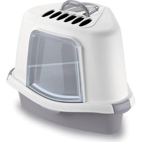 Maison de toilette Corner, 54 x 40 x 40 cm cm, hauteur 40 cm, gris pierre, pour chat. - Stefanplast (1/4)