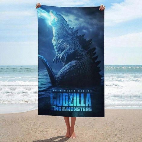 Serviette de bain imprimée Godzilla (130 x 80 cm), motif populaire, imprimée sur une seule face, couleurs vives, tissu ultra-absorbant à séchage rapide, idéale pour offrir vn (1/5)