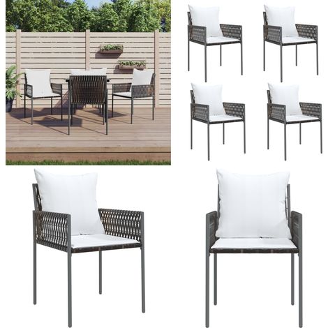 Gartenstühle mit Kissen 4 Stk. Braun 54x61x83 cm Poly Rattan - Gartenstuhl - Outdoor Möbel - Terrassentisch - Lounge Set - Gartenlounge - Home & Living (1/5)