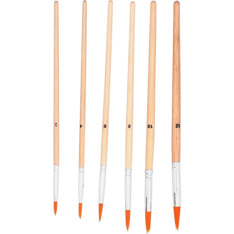 Ensemble de 6 pinceaux pour peinture à l'huile, poils en nylon, manche en bois, pinceaux pour acrylique et aquarelle, 6 pinceaux à pointe fine (1/5)