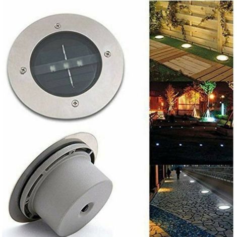 Spot Encastrable Solaire - 4 V - 65 Ma - Diamètre 120 Mm - Ip65 - Pour Jardin Pelouse Escalier Mur Extérieur - Lot De 4 (1/4)