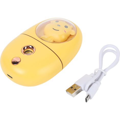 Vaporisateur facial mignon en forme d'animal, mini humidificateur pour les yeux et le visage rechargeable par USB, idéal pour les voyages, 35 ml, 500 mAh, jaune (1/5)
