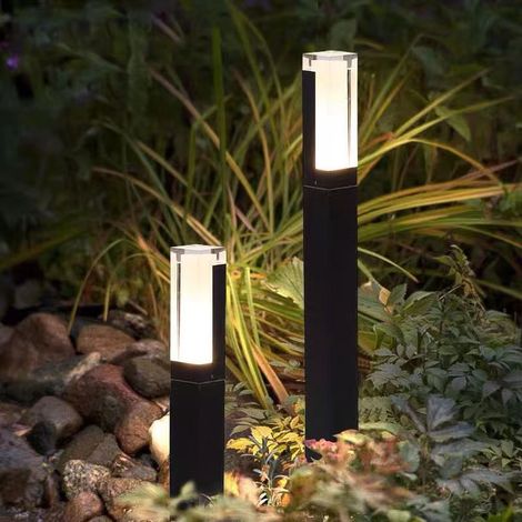 Deux jeux de lampes de jardin d'extérieur à LED, 7 W, étanches IP65, lumière blanche naturelle 4 000 K, noires, 30 cm [efficacité énergétique classe E] (1/5)