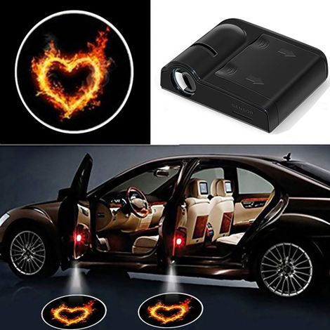 (3600LM-07)1 pièce Lampe de bienvenue lumineuse avec logo pour portière de voiture, projecteur laser universel sans fil, éclairage d'ambiance LED décoratif pour véhicule. (1/4)