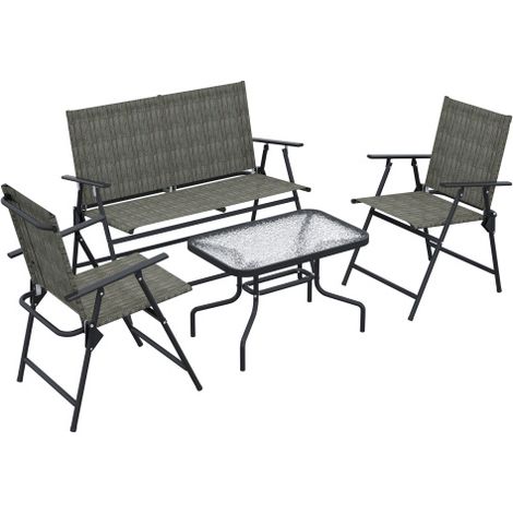 Stylish Four-Piece Brown Metal Outdoor Sofa Set for Garden and Patio Use (1/5)
