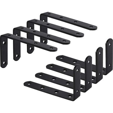 Paquet de 8 supports de support mural, support en forme de L, support fixe, meuble suspendu, 125x75x3mm-Étagère murale (1/5)