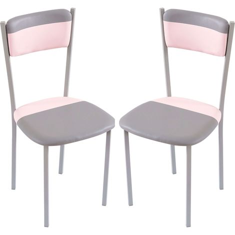 Pack de 2 Sillas Cocina Comedor Estilo Moderno en Color Rosa y Gris  89x43x45 cm (1/5)