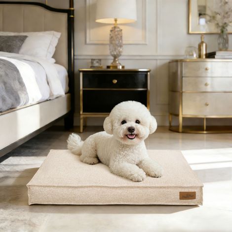 BingoPaw Orthopedic Dog Bed Premium Comfort Foam Filled Crate Pet Mattress Restful Sleep - Beige Medium 75x50.5x10cm