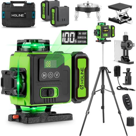 Laser-Nivelliergeräte LCD-Display, Bluetooth Grüner Strahl Kreuzlinien-Werkzeug für Fliesen, 360° horizontal/vertikal, mit 100 cm Stativ (1/5)