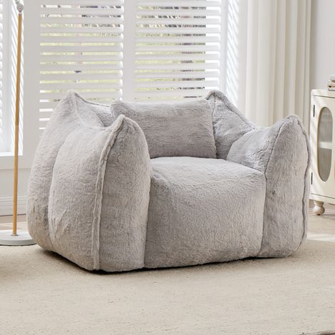 Sitzsack-Sessel mit Kissen, 123 x 97 x 73 cm, grauer XXL Bean Bag für Erwachsene und Kinder OKMYHOME (1/5)