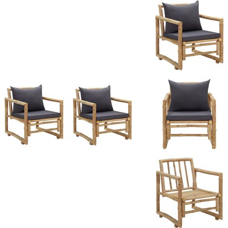 Chaises de jardin avec coussins lot de 2 Bambou - Chaise De Jardin - Fauteuil De Jardin - Mobilier De Jardin - Bamboo Furniture - Chaise Extérieure (1/5)