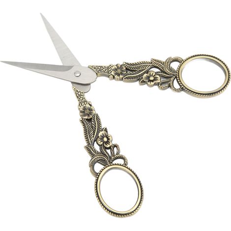 Ciseaux à broder, design ergonomique, poignée confortable, lames tranchantes, style rétro, acier inoxydable, bronze, ciseaux de couture