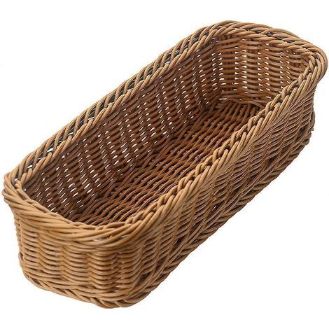 Panier de rangement en rotin tressé plastique pour vaisselle et baguettes-28X11X6CM-Assorted Color (1/4)