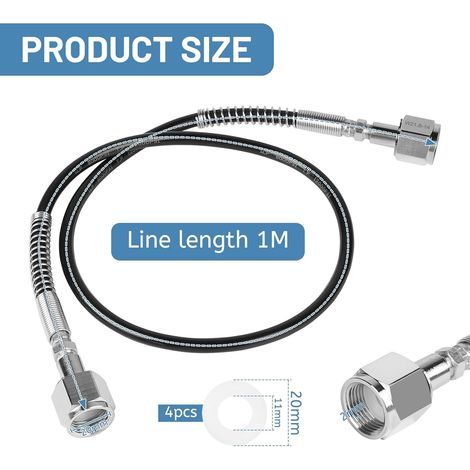 LALAGO 1 Mètre Tuyau de Transfert pour Gaz Protecteur Filetage 2 x W21,8 x 1/14", Tuyau pour Système de Distribution d'Argon, CO2, Gaz Protecteur, Hélium, Comme Coude de Transfert (1/4)