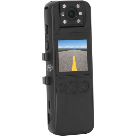 Caméra vidéo à clip arrière avec écran couleur 1,3 pouce, port USB-C, batterie 670 mAh, résolution 1920 x 1080, objectif rotatif à 180°, vision nocturne, vision infrarouge HD, idéale pour la maison et (1/5)
