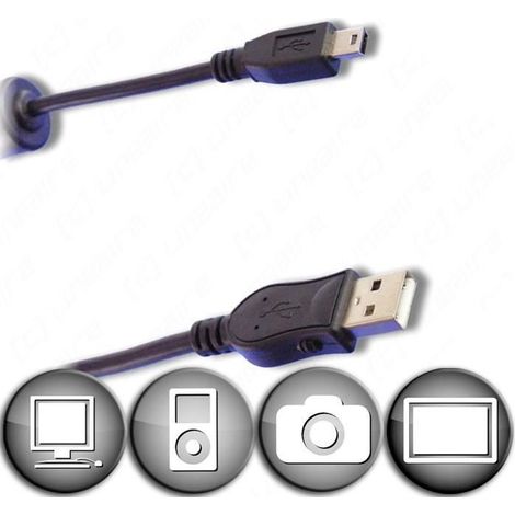 CABLE MINI USB (MALE) vers USB (MALE) 1,8M Câble mini USB vers USB,Longueur 1,8 mètre (1/5)