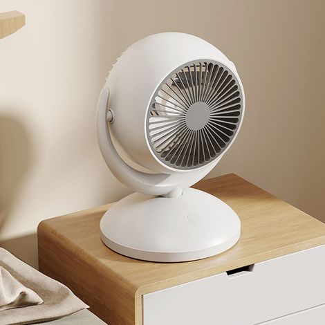 Ventilateur de table à 4 vitesses, base stable, ultra silencieux, rechargeable, petit ventilateur de bureau pour la maison, le bureau ou l'école, à brancher (sans oscillation). (1/5)