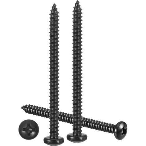Vis À Tête Plate Auto-Taraudeuse 10x3-1/4" 100Pcs, Acier Inoxydable 304 Vis Auto-Forette Pour Métal Bois Plastique, Pour Cabinet Mur Volet Plaque, Noir (1/5)