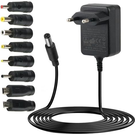 Adaptateur Secteur DC 5V 2A, 10W Transformateur AC/DC avec 8 8 Adaptateurs de Prise CC Convertisseur 1,5 m Alimentation pour Électronique USB HUB CCTV Bandes Lumineuses LED Caméra Routeur (1/5)
