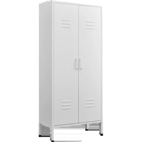 Aufbewahrungsschrank, Mehrfachregalorganisation, Abschließbares Design, Weiß (1/2)