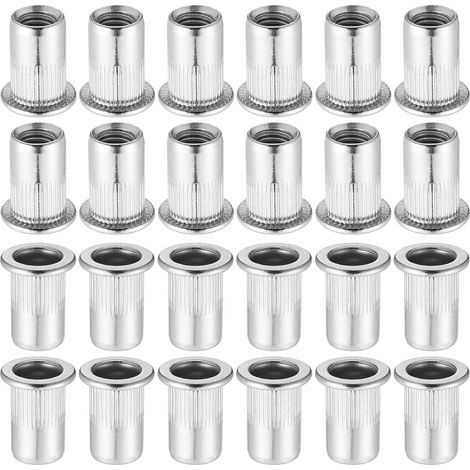 60 Pièces 304 Ecrou a Sertir M8 en Acier Inoxydable Tête Plate Ecrou Aveugle Rivet Fileté Ecrou a Rivet pour pince à insert fileté (1/5)