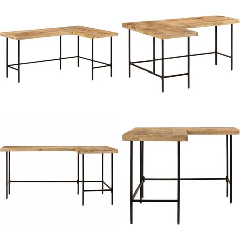 vidaXL Bureau 165x110x77 cm bois massif de manguier et fer (1/5)