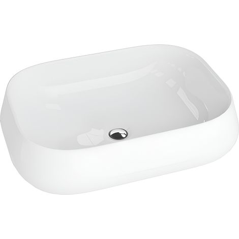 Vasque à poser LAVITA Vasque à poser élégante et compacteProduit en porcelaine de haute qualité rectangulaire 52,5x38,5x15 cm  Blanc brillant