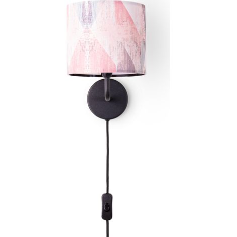 Paco Home Lámpara De Pared Pantalla De Tela Lámpara Mesilla E14 Vintage Retro Redonda Lámpara de pared - Negro, Diseño 5 (Ø18 cm) (1/4)