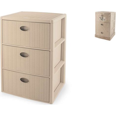 Stefanplast Cassettiera 3 posti Elegance Cashmere 40x40 H60 cm - Polipropilene - Super resistente - Fornita montata - 4 ruote