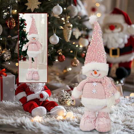 Décor de Noël AURA, figurine scintillante de Père Noël / bonhomme de neige / cerf avec pieds télescopiques, ornement de table, pour décoration de mariage de Noël, 02 B (1/4)