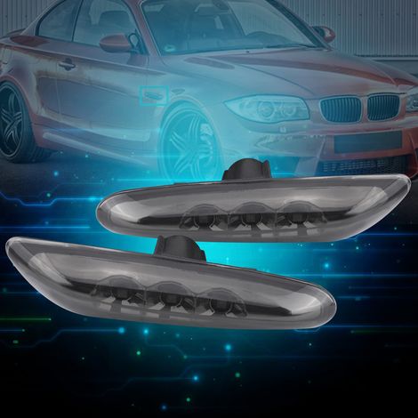 Feux latéraux LED clignotants fumés pour BMW E82 E88 E60 E61 E90 E91 E92 E93, indicateurs de virage ambre, kit de 2 pièces, compatible série 1/3/5 (1/5)