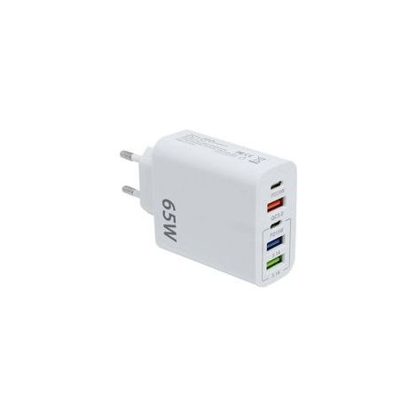 Cargador USB-C rápido, adaptador multi-USB de 5 puertos y 65 W, cargador rápido QC3.0 para iPhone 14/13/12/11/XS/X, Samsung Galaxy S23 S22 S21