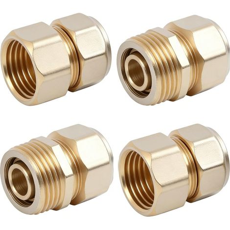4PCS Raccord à Compression 16 mm x 1/2 AG, Raccord à Visser 16 x 2 en Laiton avec Bague Durable, Raccord à Visser Haute Performance pour Plomberie, Raccord à Compressionet Raccord pour Tube en Cuivre (1/5)