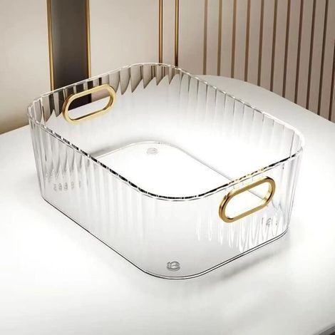 Acrylic cosmetic storage box, table, bathroom cabinet, dressing table, jewelry display (transparent white) (1/5)