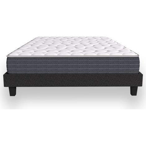 Ensemble matelas mémoire + sommier 90x190 Memo HR Hbedding - Mousse ergo, mousse HR 35kg et mousse effet mémoire de forme (1/5)