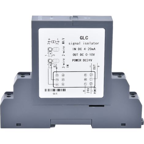 Émetteur isolateur de signal de tension et de courant GLC, 1 entrée, 1 sortie, distributeur d'alimentation enfichable, 0-10 V CC (1/5)