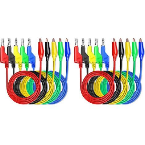 10 Fiches Banane à Pinces Crocodile - Câbles Souples Multicolores 500V/5A (1/5)