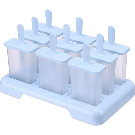 9 Pièces moule glace, popsicle moules réutilisable, ice pop mold, Batonnet Glace, pour Popsicles, Sorbets Nourriture, Crèmes Glacées (Bleu) (1/5)