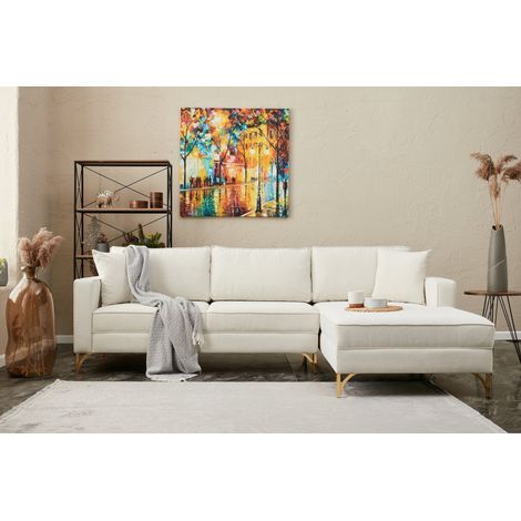 Ecksofa rechts Berlin Creme Gold
