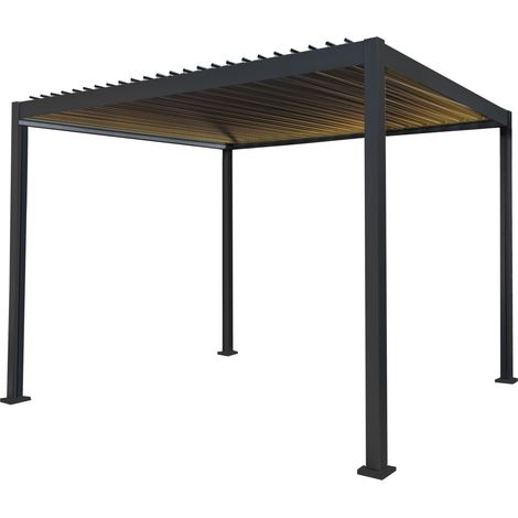Anthracite Aluminium Pergola With LED Lights - 3m x 3m (1/5)