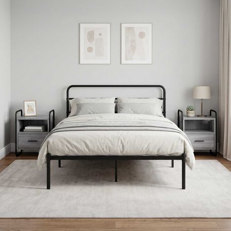 vidaXL Hanging Bedside Cabinet 2 pcs Grey Sonoma 40 x 30 x 50 cm (1/5)